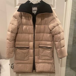 Bb Dakota puffer coat in a pinkish/tan color